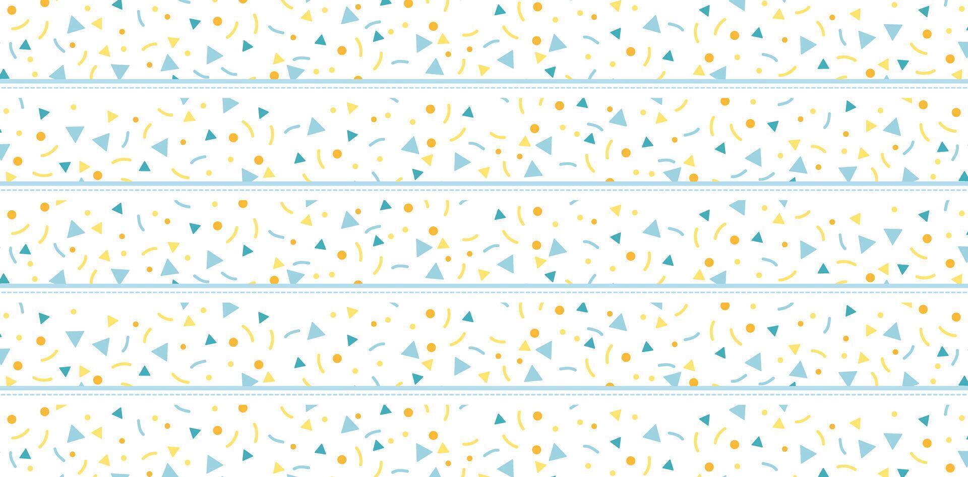 geometrical shape colorful a blue and yellow striped pattern with blue and yellow dots confetti for wrapping paper, baby shower invitation cards backgrounds, decoration event birthday, wallpaper print vector