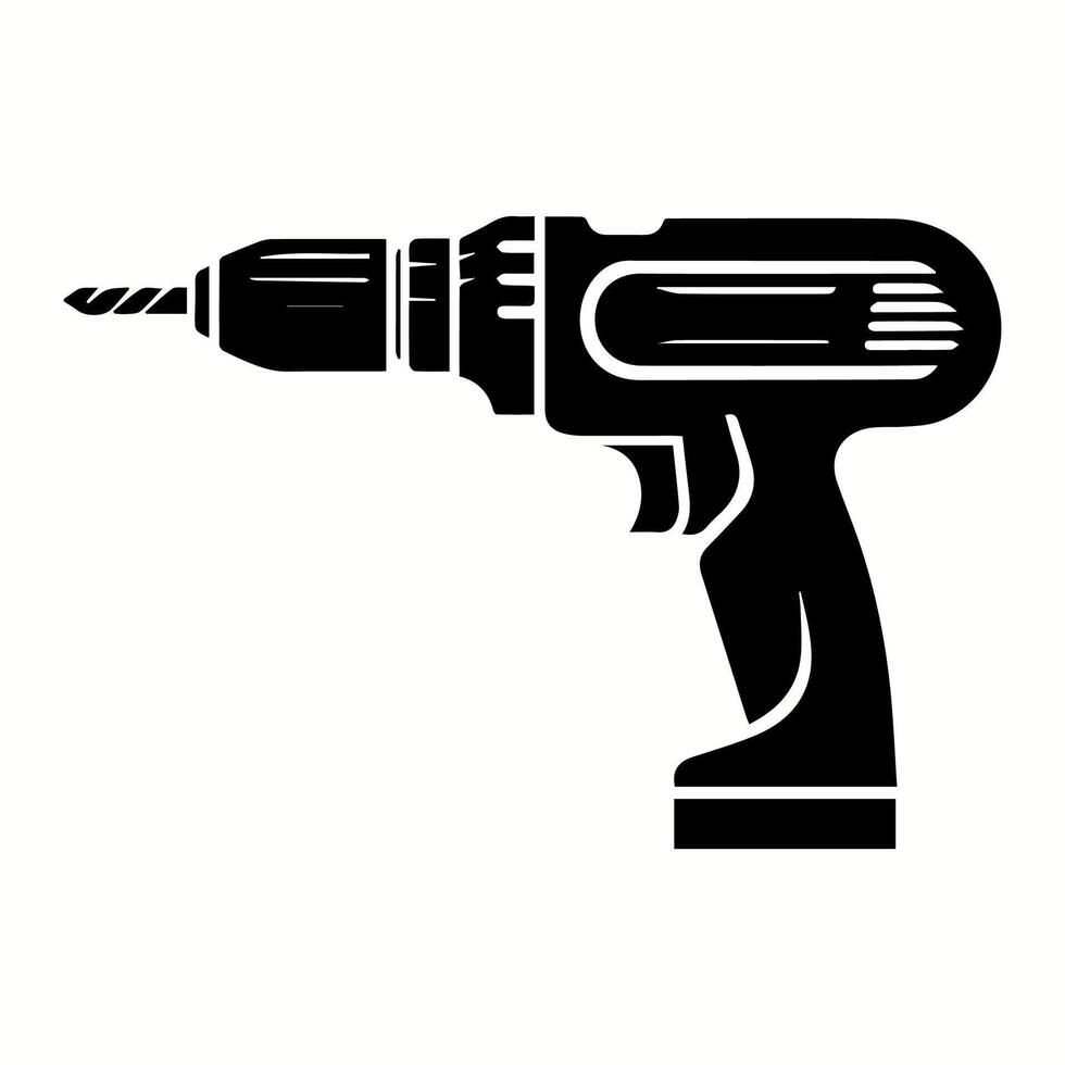 Electric Drill Silhouette for T-Shirt and Logo Design vector