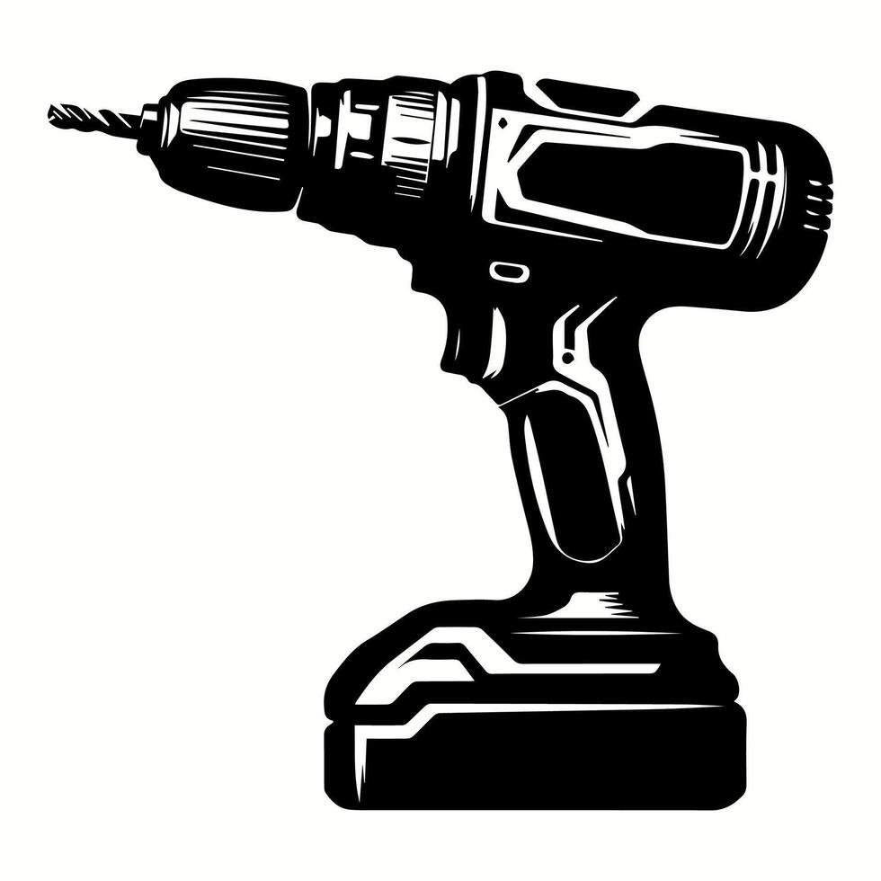 Black Electric Drill Silhouette for Bold T-Shirt Designs vector
