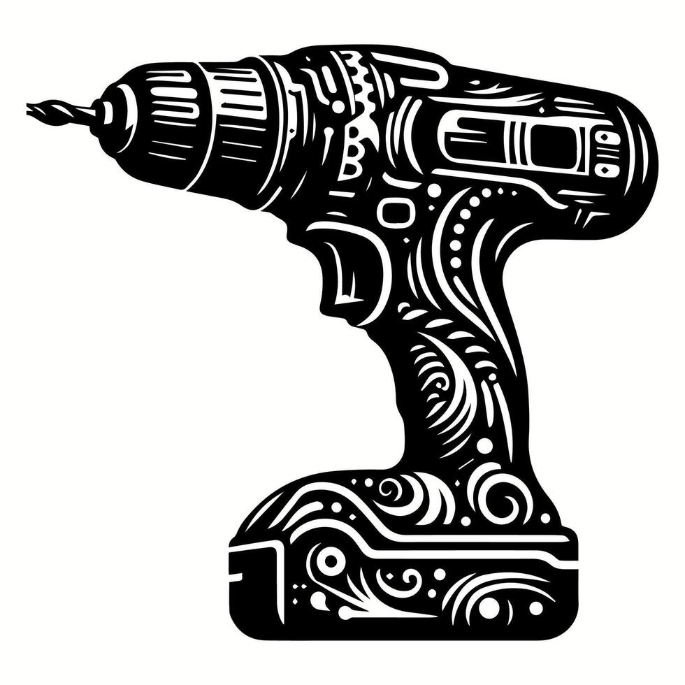 Stylish Handheld Drill Silhouette for T-shirt, Logo, and Art vector