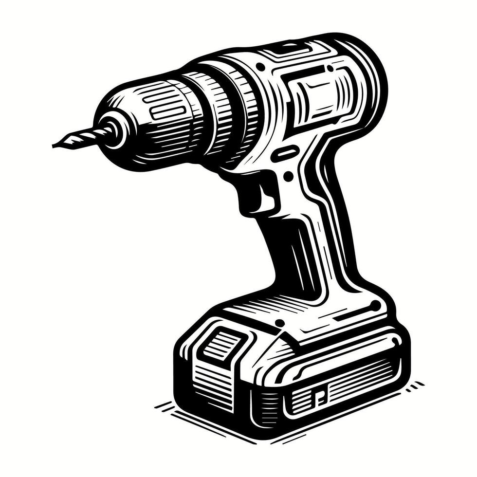Cordless Electric Drill Silhouette for Minimalist Branding Projects vector