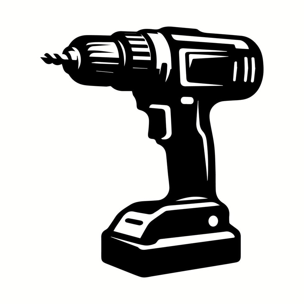 Cordless Electric Drill Silhouette for Minimalist Branding Projects vector