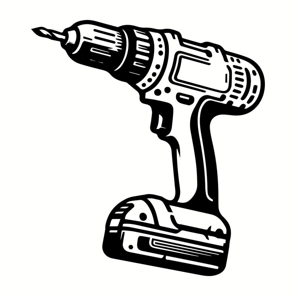 Cordless Drill Silhouette for Functional T-Shirt and Logo Design vector