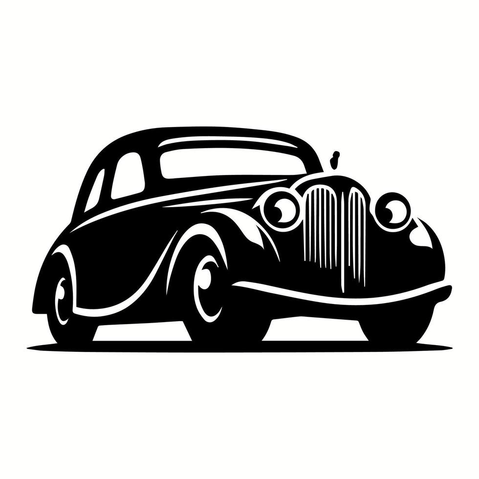 Detailed Vintage Car Silhouette for Creative Projects vector