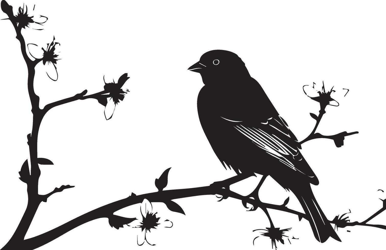 Black silhouette Sparrow bird on the branch vector
