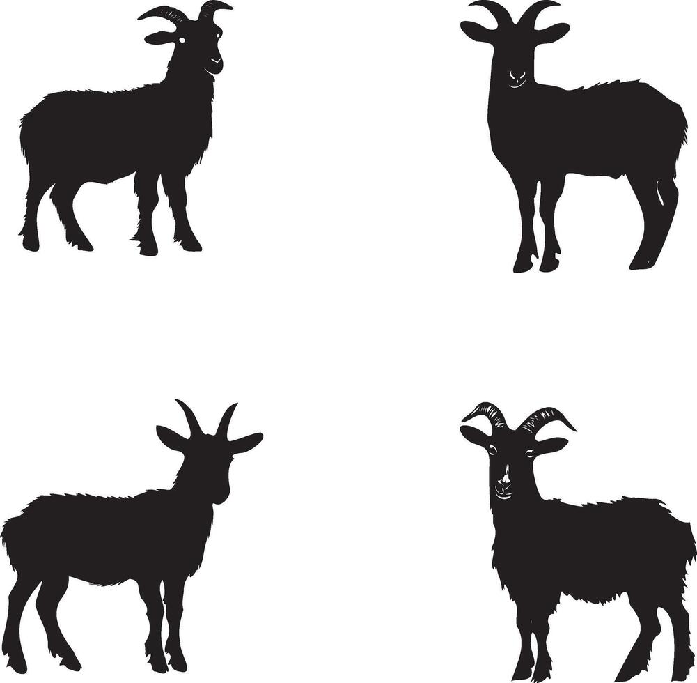 Goat black silhouette set vector