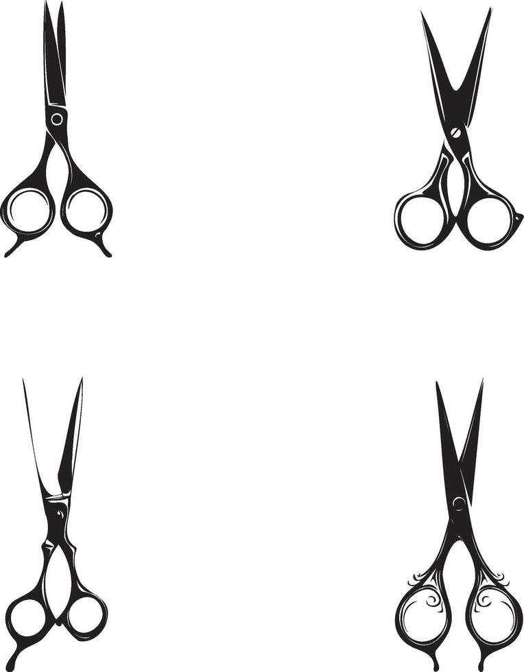 hair scissor black silhouette cutting icon vector