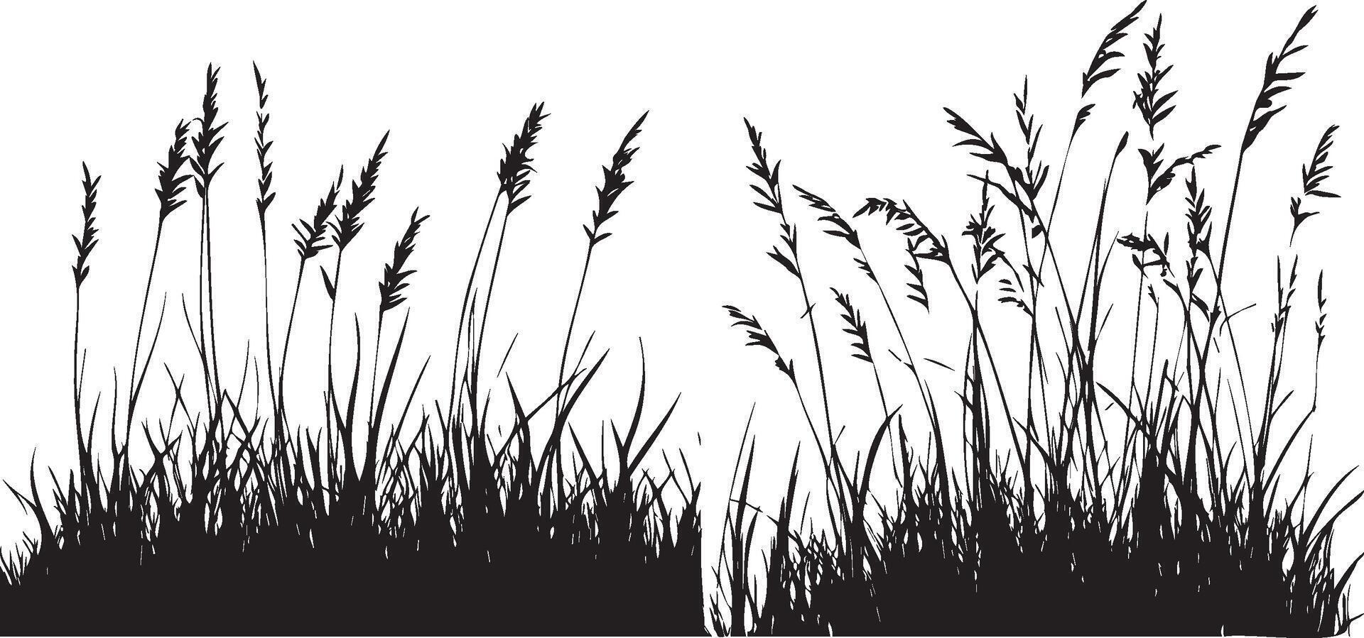 Grass silhouette icons vector