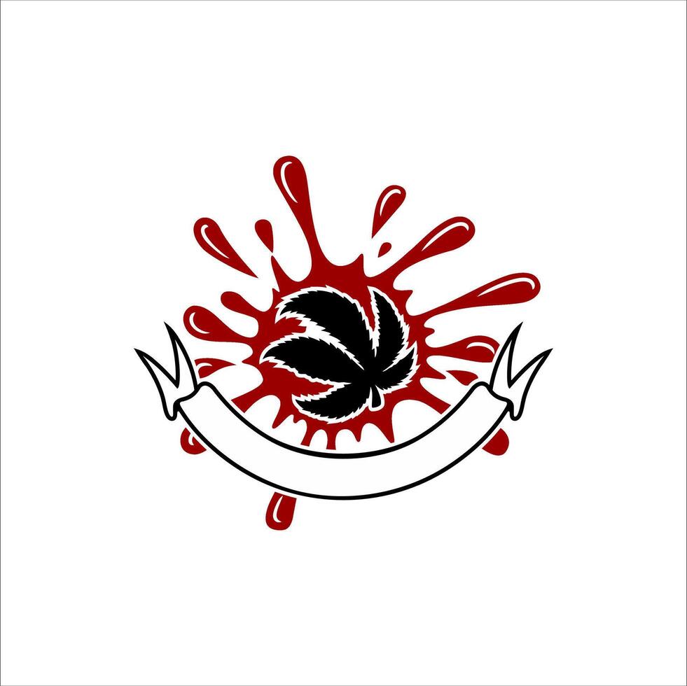Red water splash decorated with leaves and banners vector