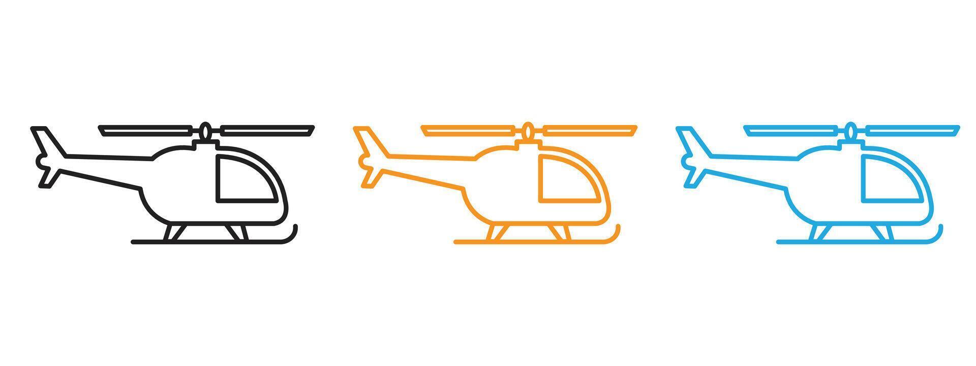 Helicopter icon Thin line illustration set vector