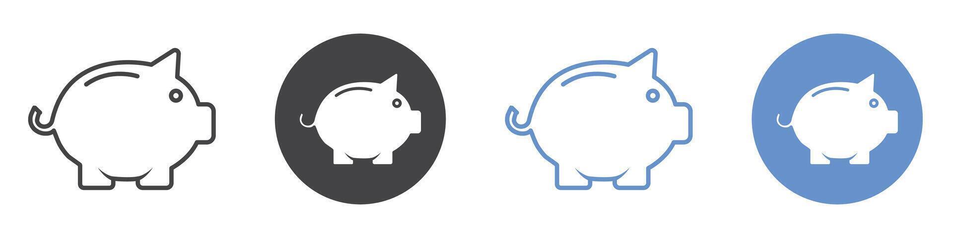 Piggy bank icon flat line symbol set. vector