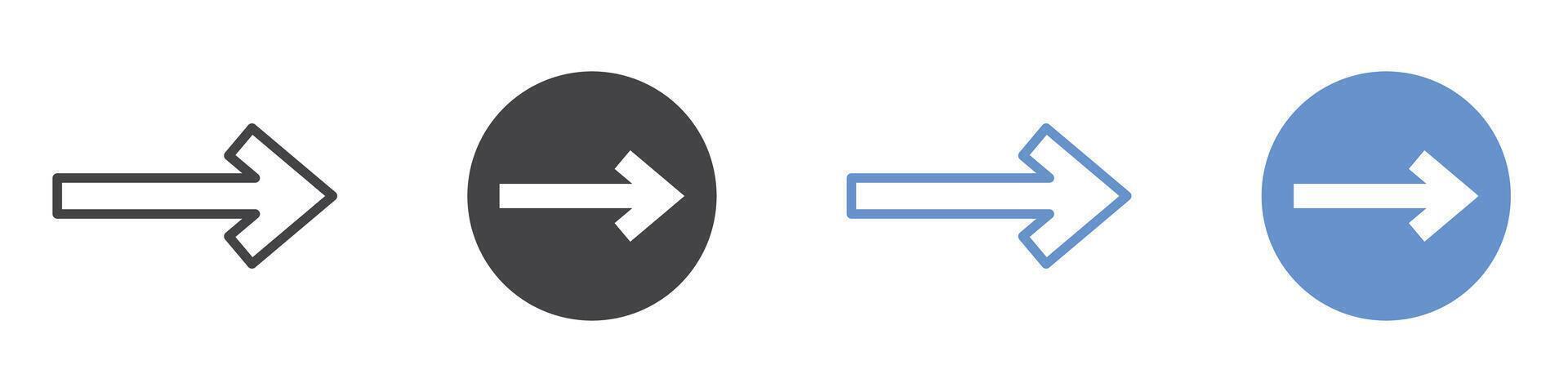 Arrow right icon flat line symbol set. vector