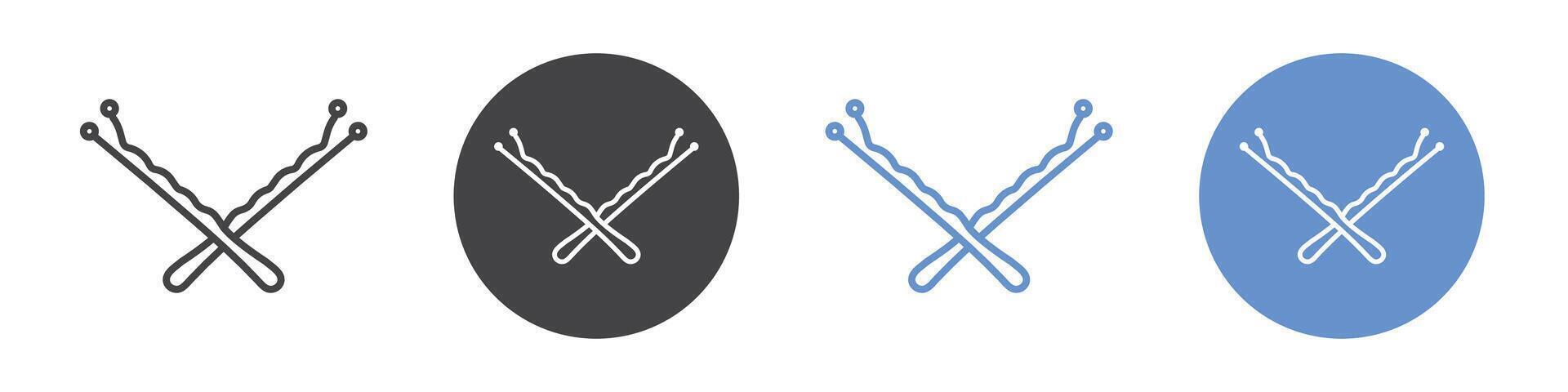 Bobby pin icon flat line symbol set. vector