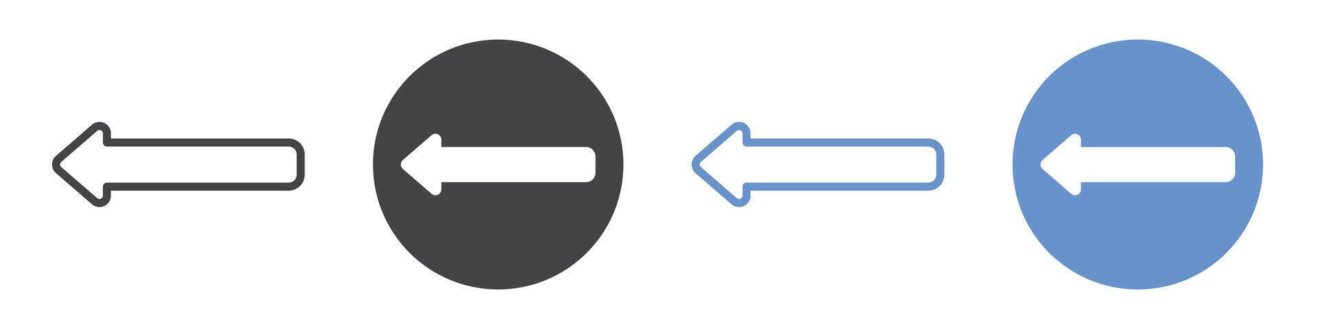 Arrow left icon flat line symbol set. vector