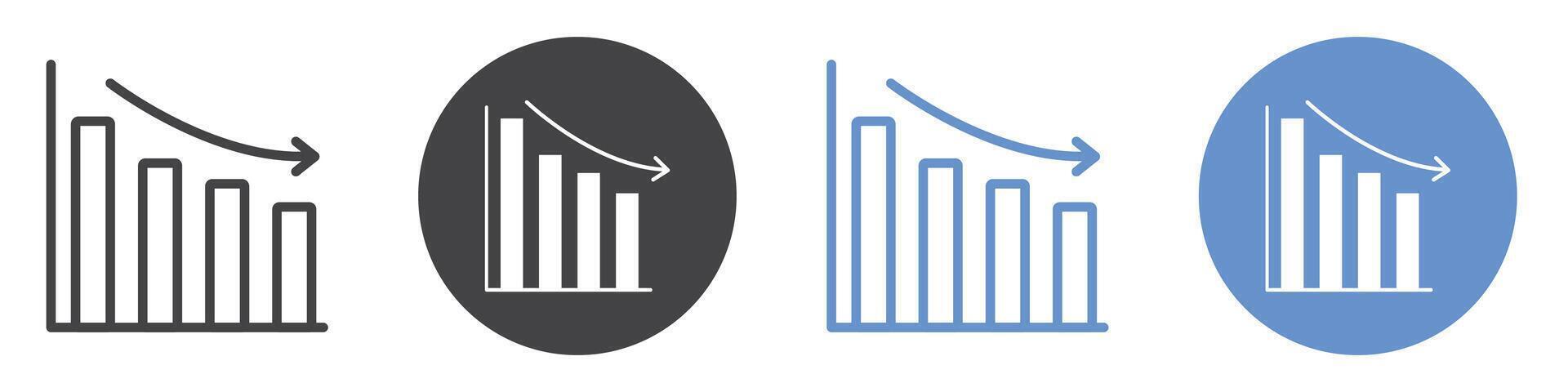 Reduction chart icon flat line symbol set. vector