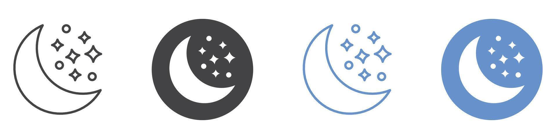 Moon icon flat line symbol set. vector