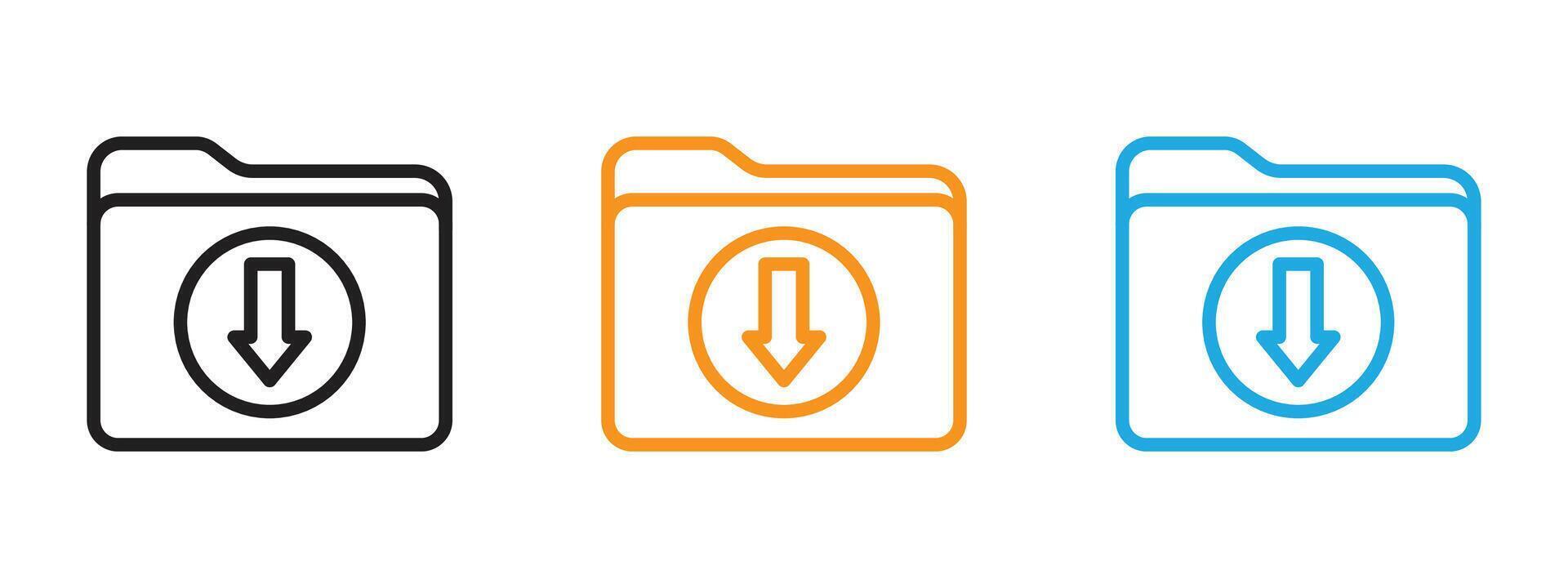 Folder download icon Thin line illustration set vector