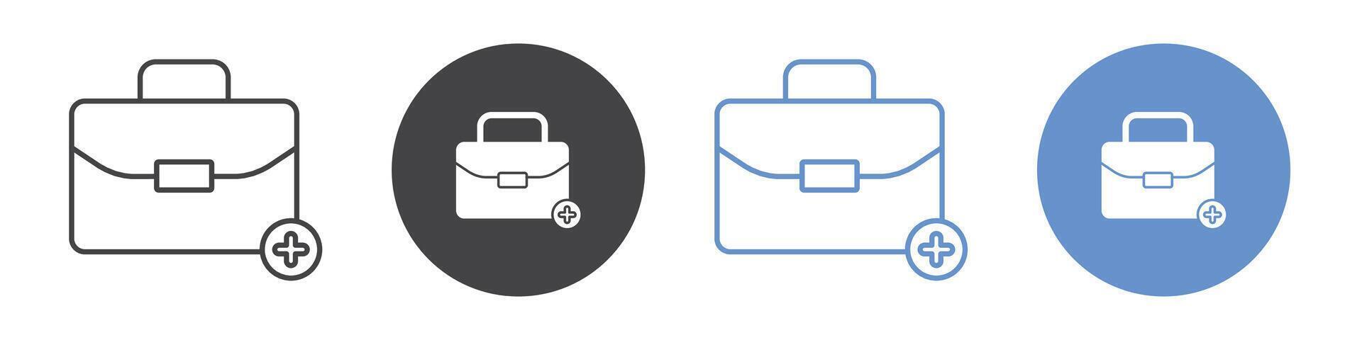 Doctor bag icon flat line symbol set. vector