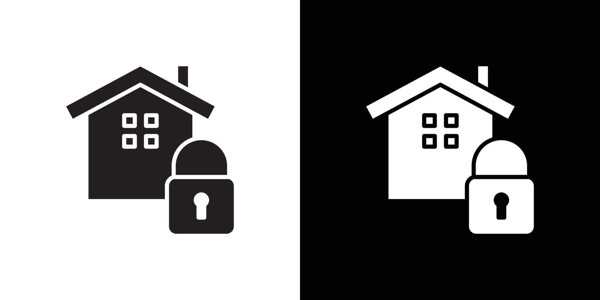 lock home icon Thin line flat illustration vector