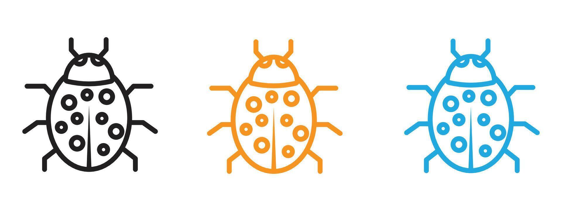 Bug icon Thin line illustration set vector