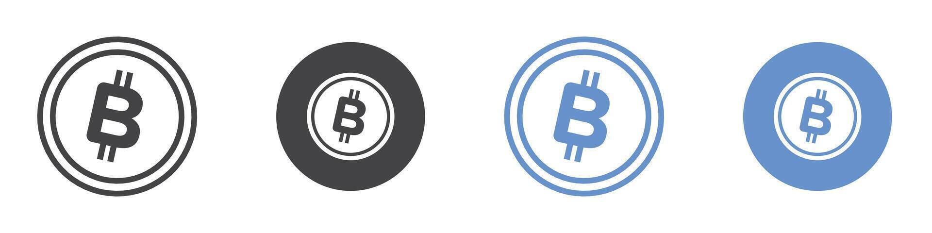 Bitcoin Icon flat line symbol set. vector