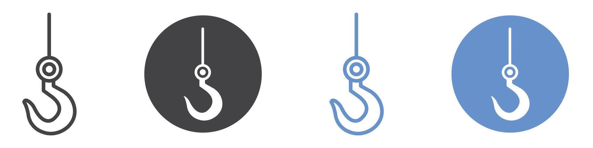 Winch hook icon flat line symbol set. vector