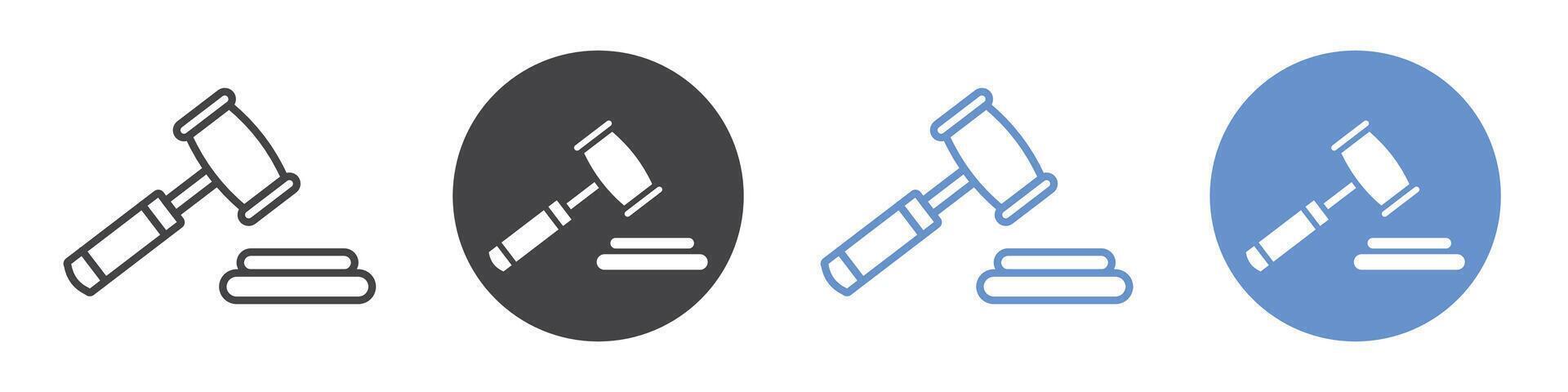 Gavel icon flat line symbol set. vector
