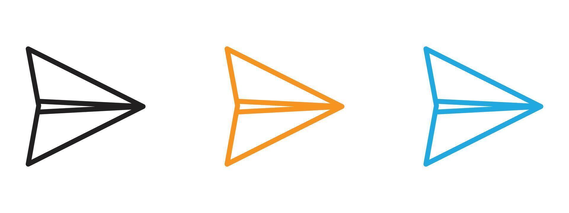 Paper plane icon Thin line illustration set vector