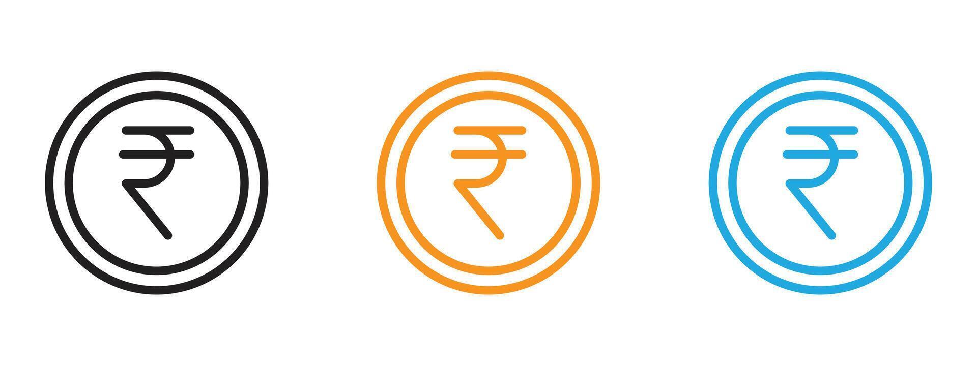 Indian rupee icon Thin line illustration set vector