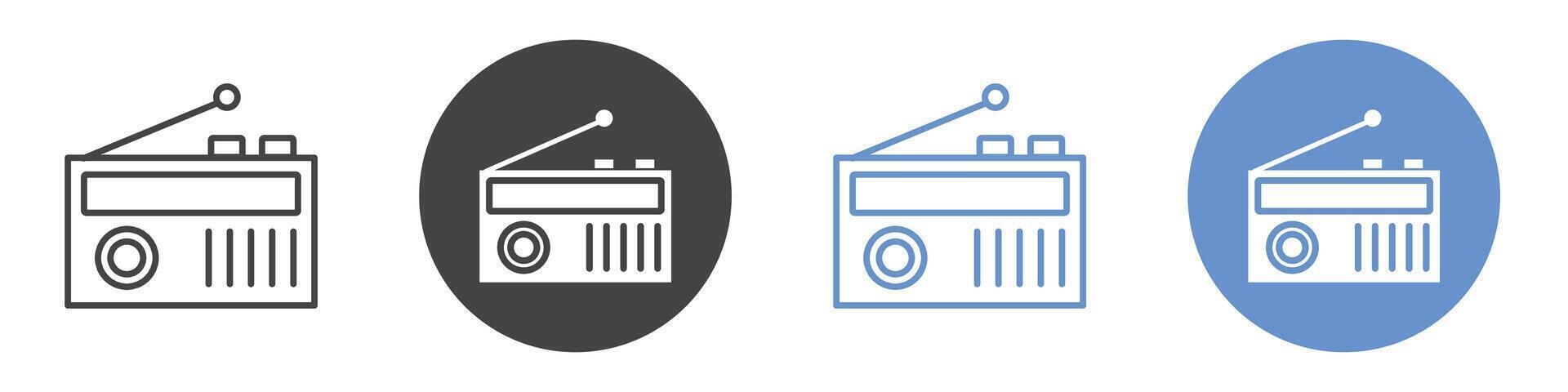 Radio icon flat line symbol set. vector