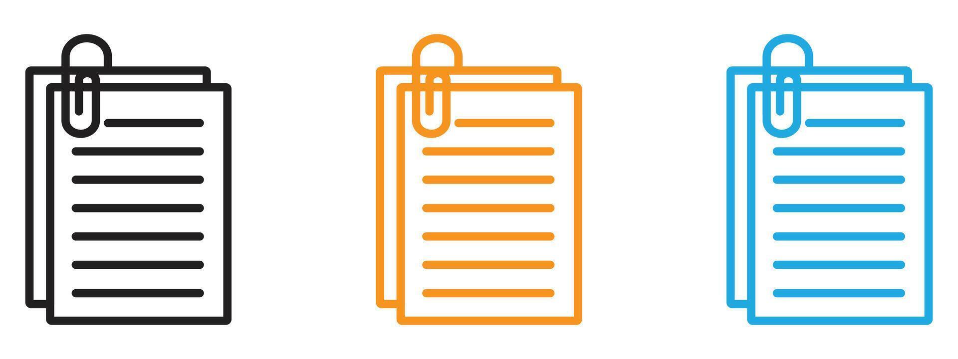 Attach document icon Thin line illustration set vector