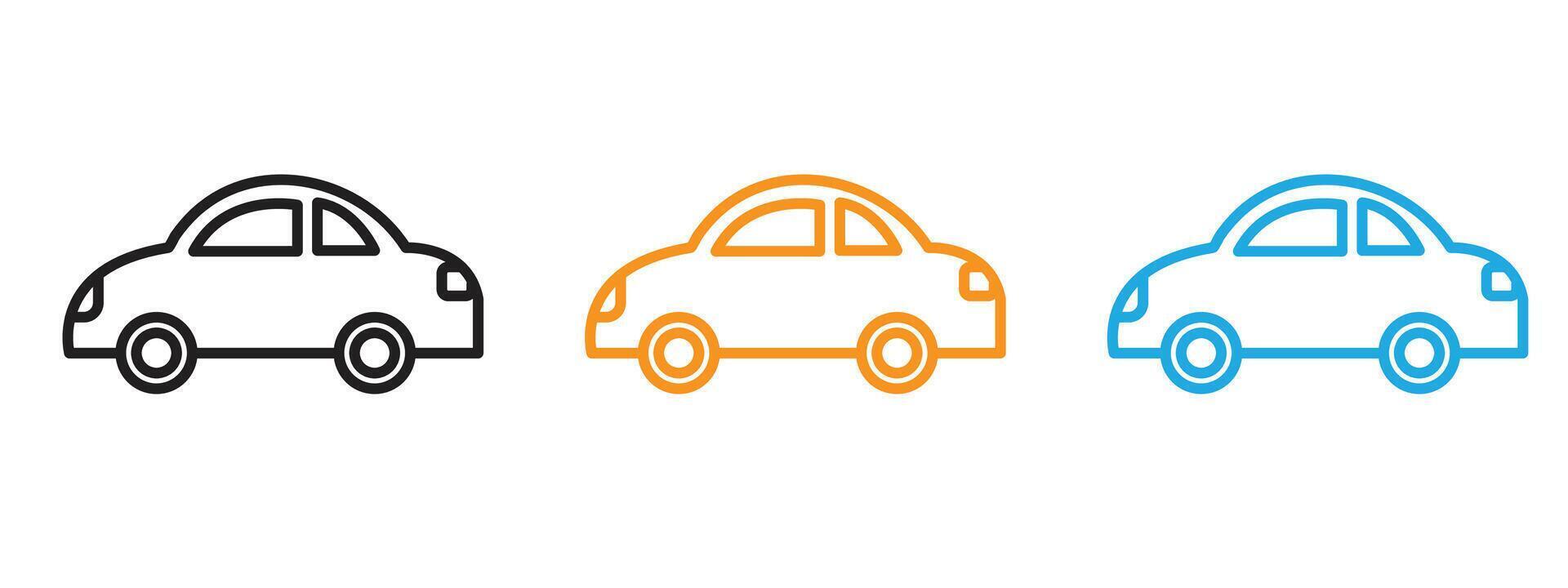 Car Icon Thin line illustration set vector