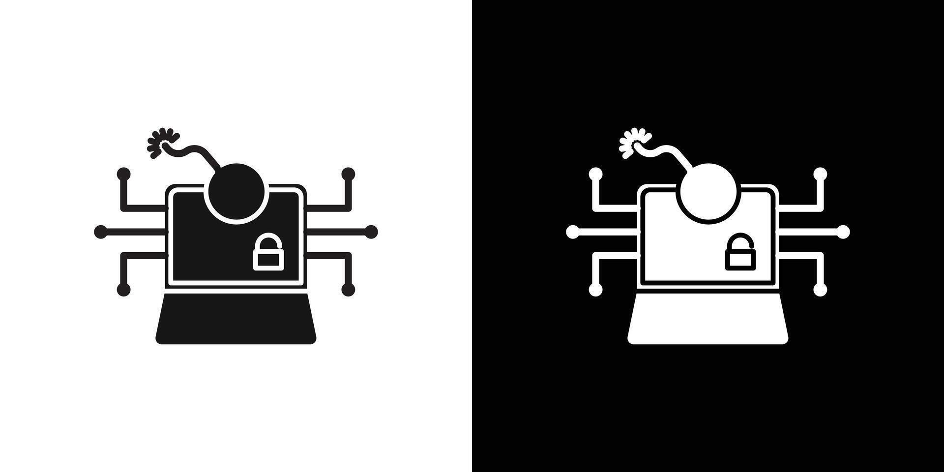 Cyber attack icon Thin line flat illustration vector