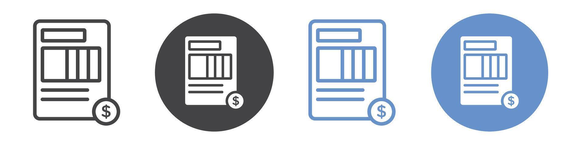 invoice icon flat line symbol set. vector