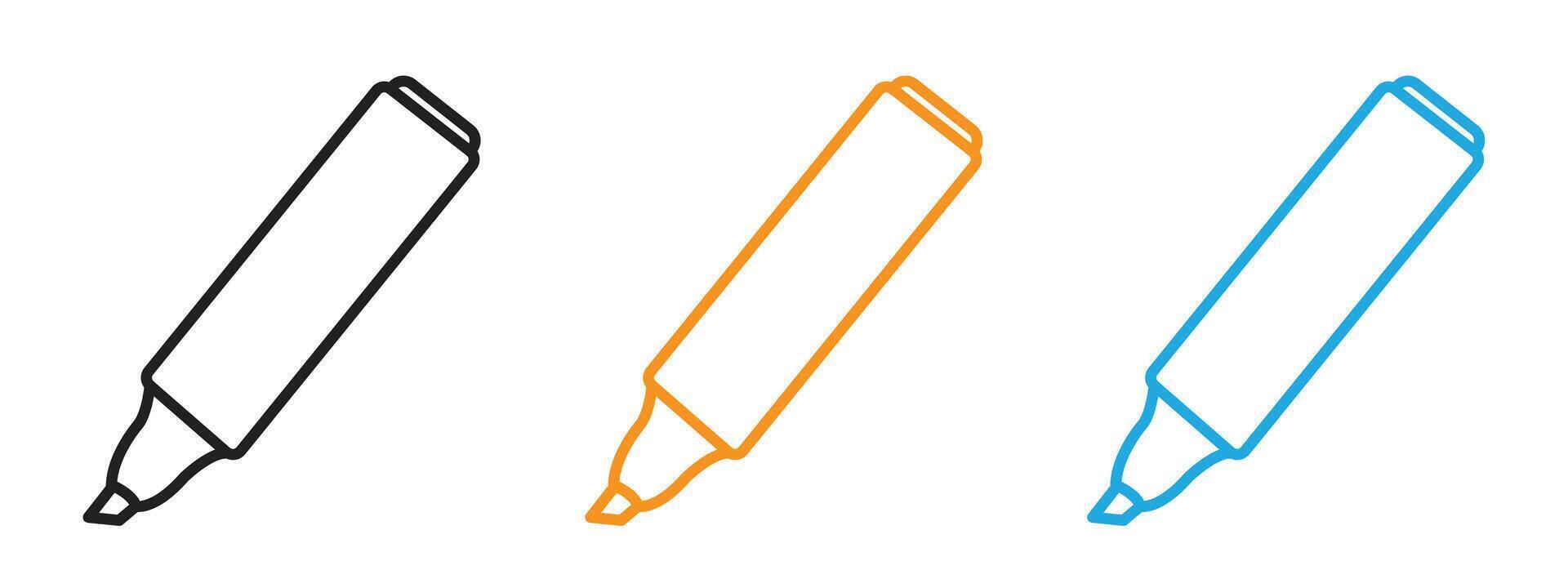 Highlighter icon Thin line illustration set vector
