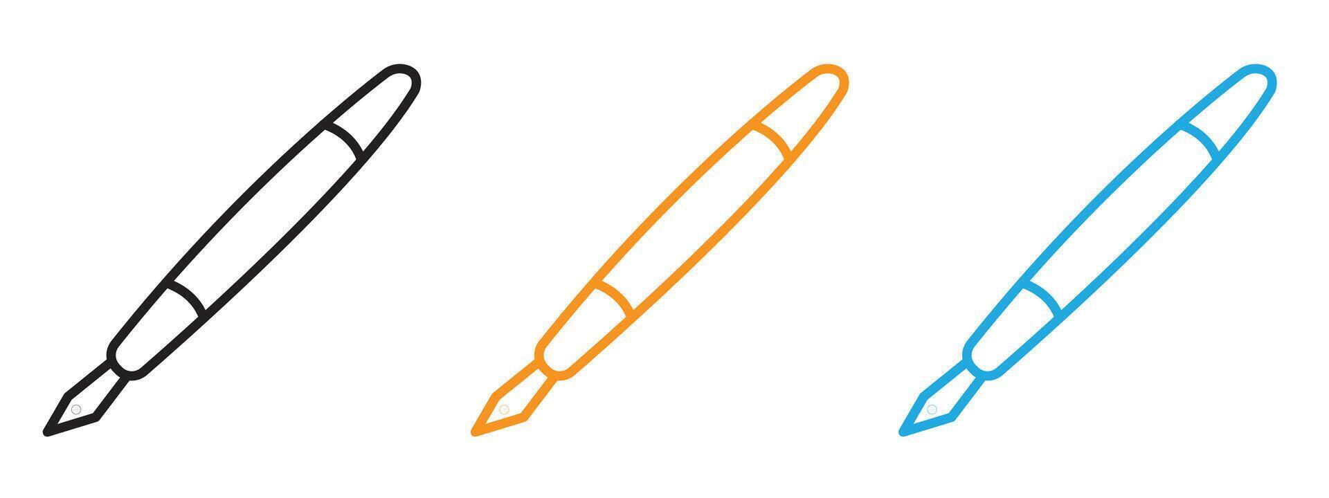Pen icon Thin line illustration set vector