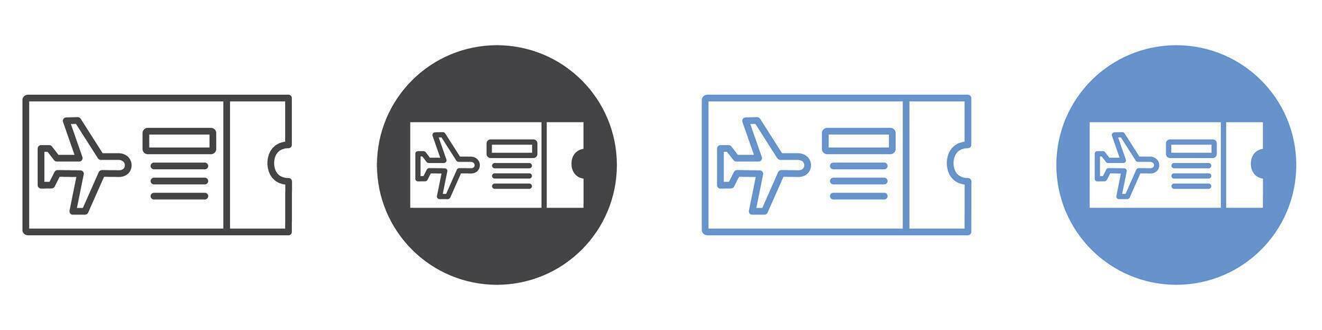 Flight tickets icon flat line symbol set. vector