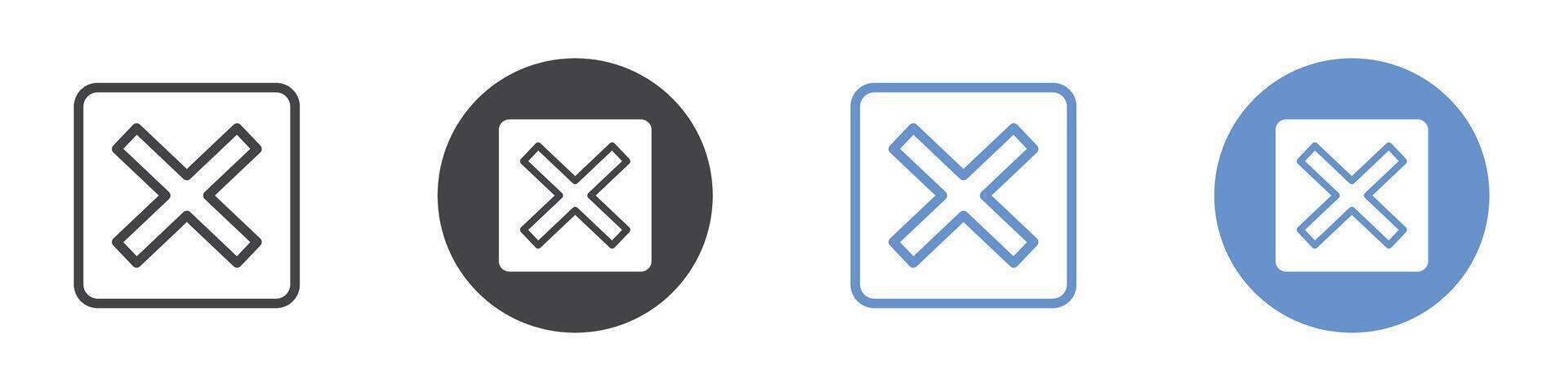 Close Icon flat line symbol set. vector