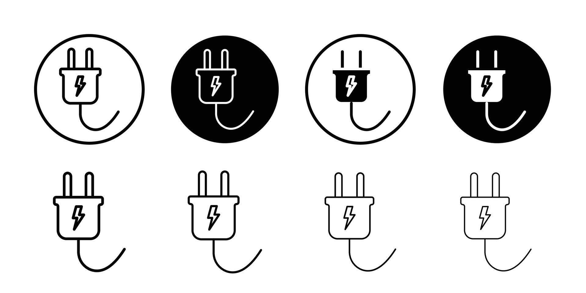 Electric plug icon logo set vector