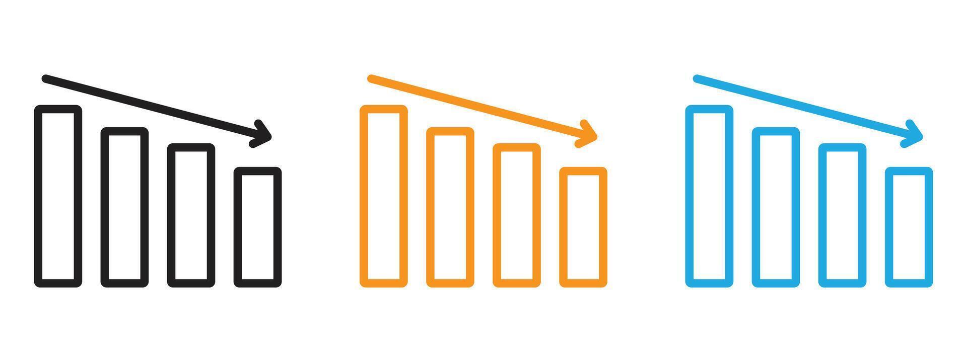 Reduction chart icon Thin line illustration set vector