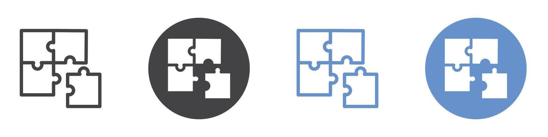 Puzzle icon flat line symbol set. vector