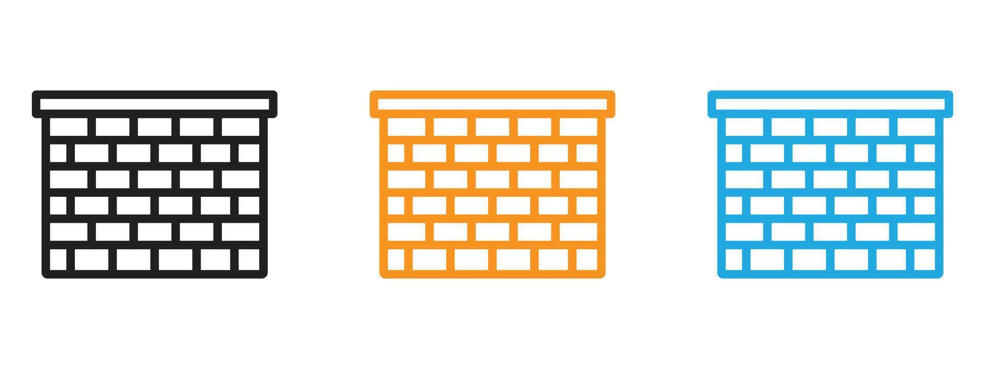 Wall icon Thin line illustration set vector