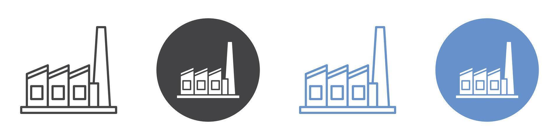 Factory icon flat line symbol set. vector