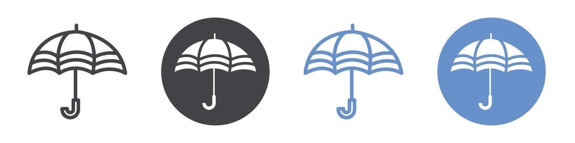 Umbrella icon flat line symbol set. vector