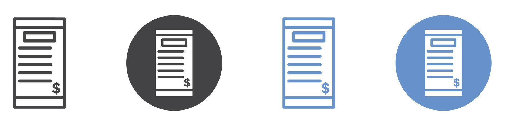 Receipt icon flat line symbol set. vector