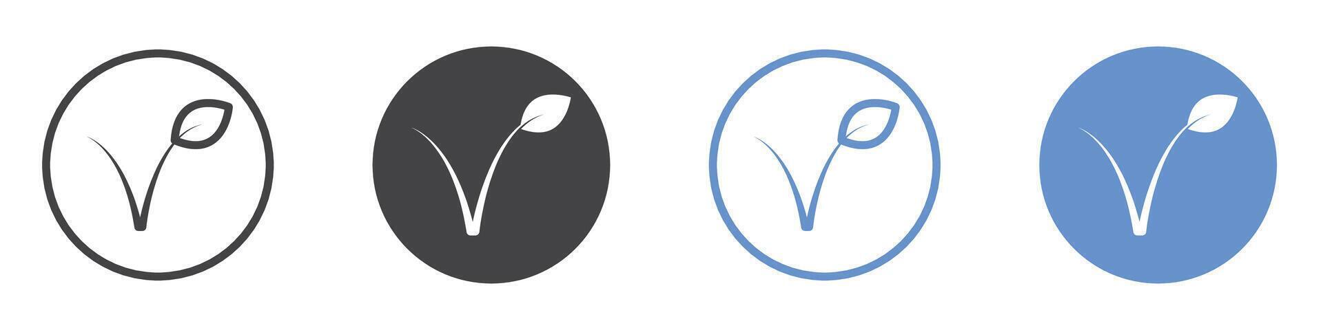 Vegan icon flat line symbol set. vector