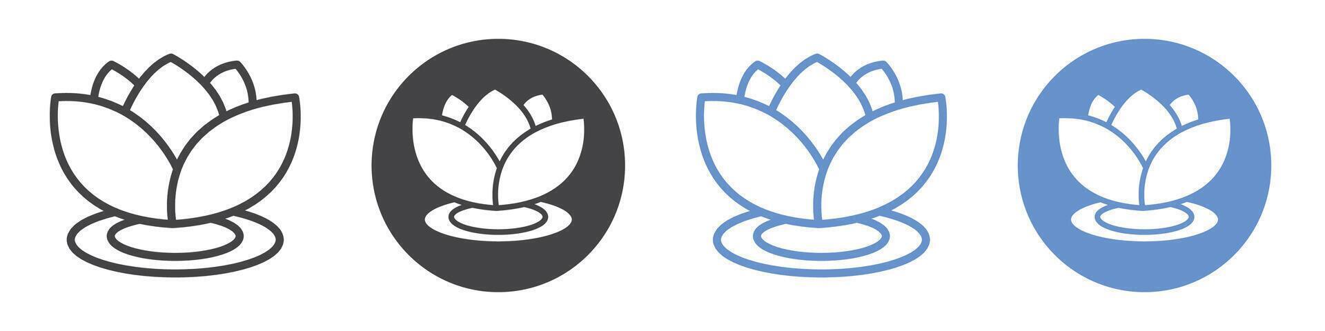 Water lily icon flat line symbol set. vector