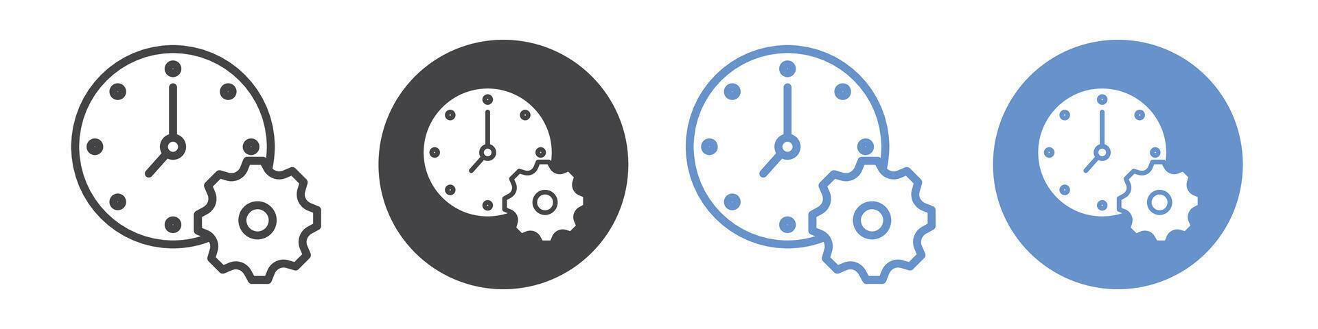 Time management icon flat line symbol set. vector