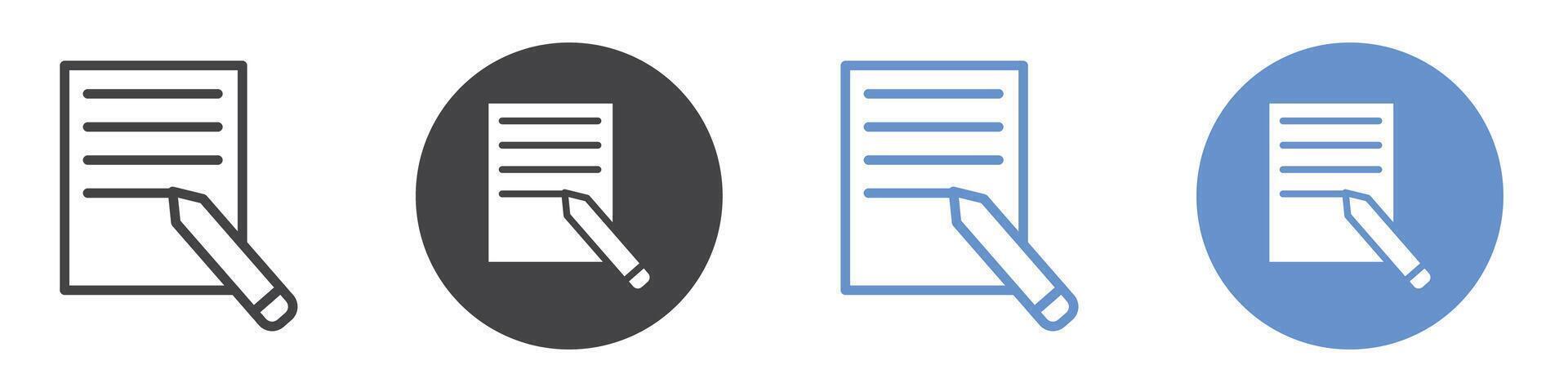 Writing icon flat line symbol set. vector