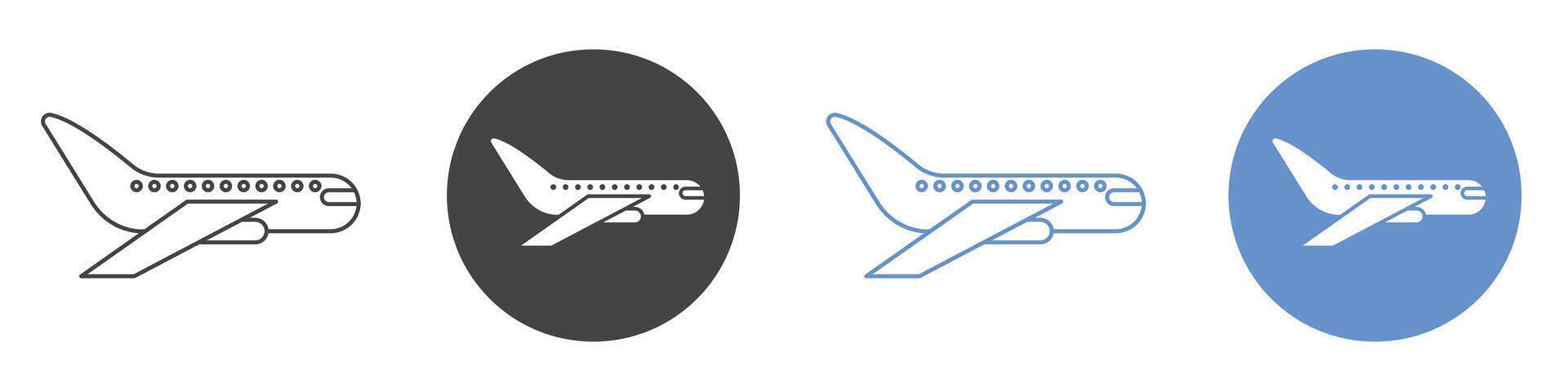 Plane icon flat line symbol set. vector